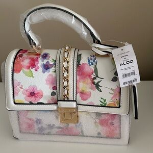 Aldo Floral Crossbody Bag - White and Pink